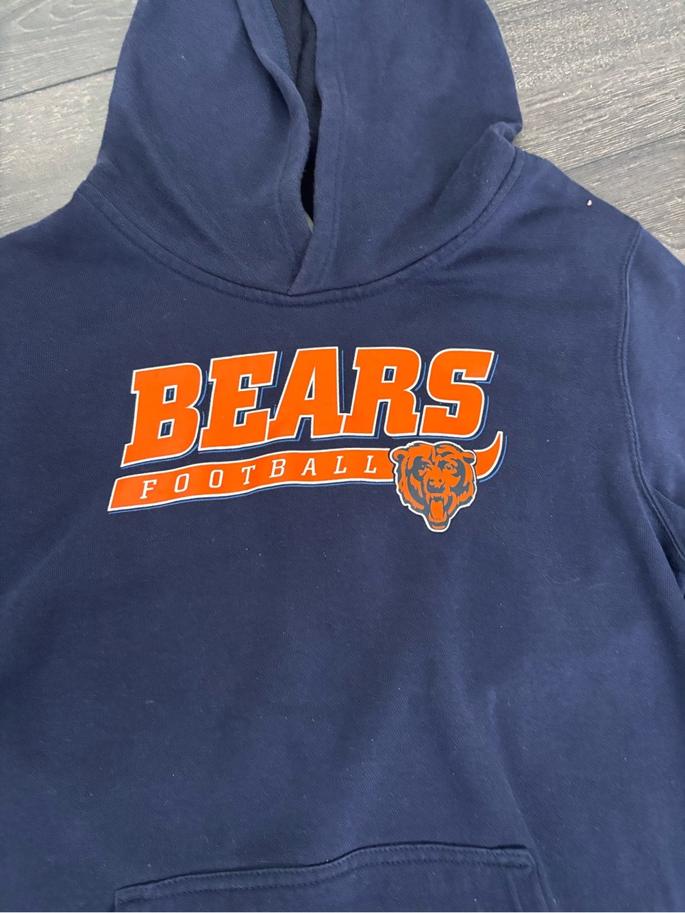 Bears Football Navy Hoodie with Orange Logo